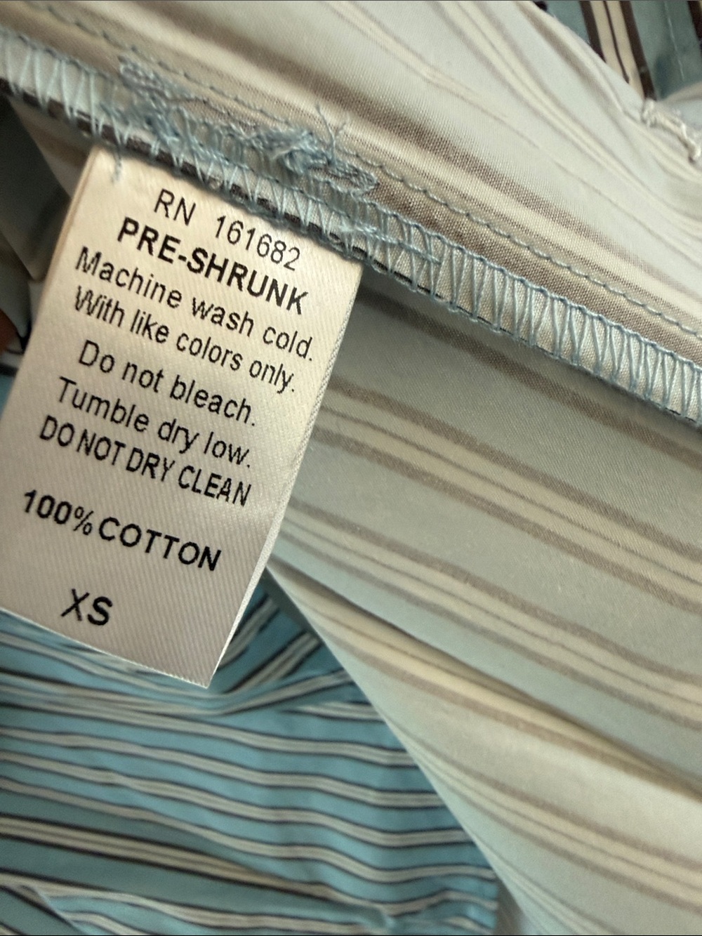 ASHER Karis Button Down striped shirt color brown/ blue color Size XSmall NWT - Picture 6 of 9